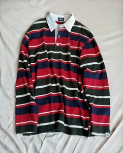 ◆アメリカ製 old STUSSY ポロシャツ 長袖 90s 90年代 オールド ステューシー ラグビー vintage ヴィンテージ ビンテージ USA製