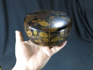 A　紫陽花蒔絵大棗　江戸時代中期　珍品　漆器　漆工　根来　文化財　蒔絵　黒塗り　梨地　茶器　抹茶　茶会　千利休　　わび茶