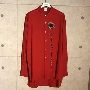 ONtheCORNER ITEM No.1495/YohjiYamamoto POURHOMME ヨウジヤマモトプールオム ひまわり レーヨンロングブラウス 92ss size:M