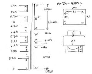 電源トランス　１７０ＶＡ（推定）　４３５０ｇ