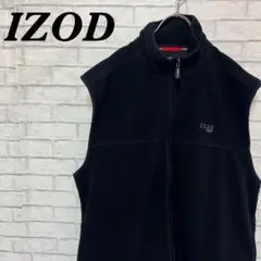 【ビンテージ】IZOD フリース ベスト 刺繍ロゴ ブラック L