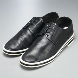 GO5359△イタリア製*ジョルジオアルマーニ GIORGIO ARMANI*レザー*レースアップ シューズ*革靴*ブラック×アイボリー系*size38/24.5cm相当