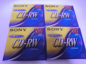 送料無料　未開封　保管品　4枚　データ用　SONY 　ソニー 　CD-RW 700MB　1~4倍速　　　　CDRW700D