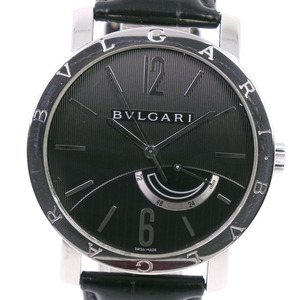 BVLGARI ブルガリ ブルガリブルガリ BB41SL 腕時計 SS×レザー 手巻き パワーリザーブ メンズ 黒文字盤【52050302】中古