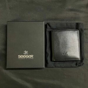 CEM856H 未使用 SEEGER ゼーガー 二つ折り財布 メンズ財布 レザー ブラック系
