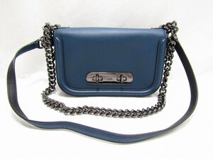 ♪売り切り 大特価 極美品 COACH コーチ スワッガー20 フラワーリベット チェーンショルダーバッグ 59087 レザー ネイビー レディース♪