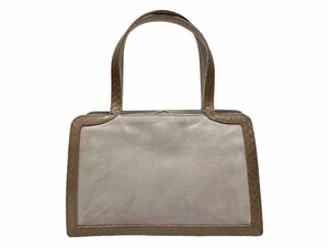 LOEWE (ロエベ) LOEWE MADRID ハンドバッグ BAG 鞄 レザー×コットンキャンバス ベージュ系 茶 クリーム スペイン製 レディース /036