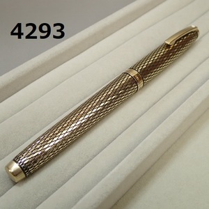 AC-4293◆SHEAFFER　シェーファー　万年筆　ブラック×ゴールド　網目　ペン先　14K