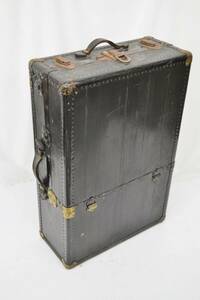 (778Q 0419Y21)１円～ アンティークトランクケース 黒 レトロ スーツケース 大型 ヴィンテージ 旅行鞄