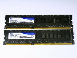 【中古】Team PC3-12800 DDR3-1600 4GB×2枚 合計8GB TED34096M1600C11