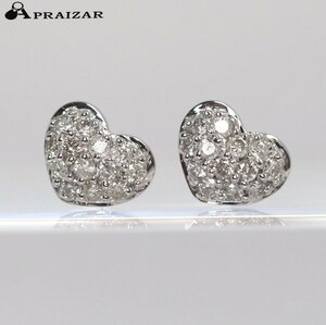 Folli Follie フォリフォリ K18ホワイトゴールド ダイヤ0.13ct×2 ハート ピアス [60398]