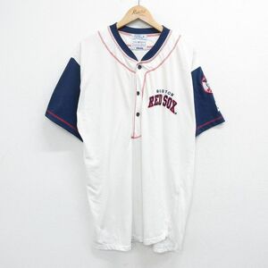 XL/古着 スターター 半袖 ビンテージ Tシャツ メンズ 00s MLB ボストンレッドソックス 刺繍 大きいサイズ ヘンリーネック 白他 ホワイ