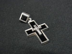 1円 ■美品■ JUSTIN DAVIS ジャスティン デイビス クロス SV925 ピアス アクセサリー レディース メンズ ブラック系×シルバー系 AW7679