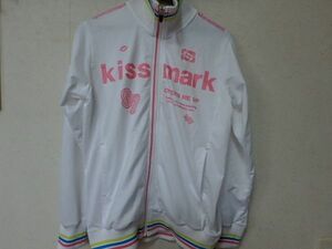 (n000u)kiss mark　キスマーク　Lサイズ　長袖　ジップアップ　上着　ジャンパー　白　スポーツウエア　