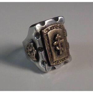 超希少&美品!VINTAGE MEXICAN BIKER RING HOLY CROSS USA ビンテージメキシカンバイカーリング 18.5号