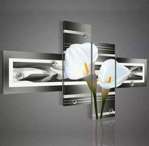 -white lilies Oil Painting- 海外輸入 パネルアート 壁掛 インテリア 絵画 油絵 30x50cmx2 30x70cmx2(0)(0)