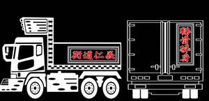 ドデカい！千社札文字入れステッカー トラック ダンプ トレーラー トラック野郎 アンドン デコトラ 工具箱 建設機械 E27