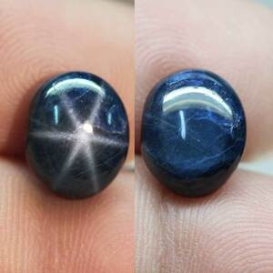 【天然大粒スターサファイアルース 7.36ct:9967】タイ産 Natural 6Rays Star Sapphire 裸石 宝石 鉱物 コランダム jewelry Thailand