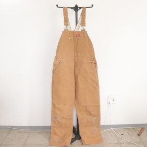 W369 2000年代製 Dickies オーバーオール■00s 表記サイズW38インチ ダック ダブルニー ブラウン ディッキーズ ワーク 古着 古着卸 90s