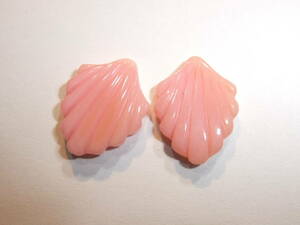 とっても可愛くてレアで高品質!ピンクコンクシェルpinkconchshellペアルース!高品質シリーズカーヴィングシェイプ 1 他とまとめて同梱可