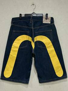 EVISU エヴィス エビス イエロー大黒 LOT 2001 ハーフ ショート デニムパンツ 濃紺 大きいサイズ 36 　　　　　　 BJBD.E