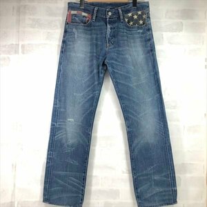 DENIM&SUPPLY デニム&サプライ RALPH LAUREN 国旗 フラッグパッチ ダメージ加工 ストレート デニムパンツ SIZE:31/32 MH632023021601