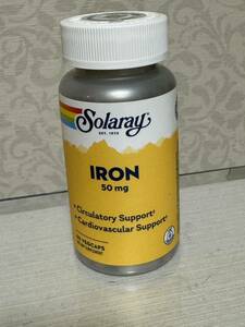 ◆Solaray, 鉄分、50mg、ベジカプセル60粒　ソラレー　鉄　iHerb IRON 鉄剤