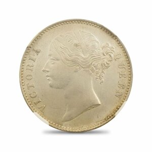 【★１円スタート】英領インド 1840B&C ヴィクトリア女王 1ルピー銀貨 NGC UNC Details CLEANED