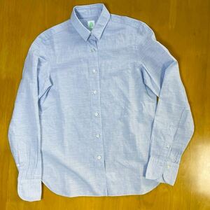 フィナモレ　レディース長袖シャツ 　カラー　ライトブルー サイズ40 麻70 綿30 イタリア製　美品 