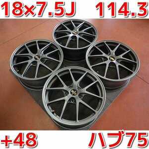 BBS　RI-A019♪18×7.5J・114.3・5H・+48・ハブ75♪ホイールのみ4本♪エスティマ,C-HR,ヴェゼル,CX-5等に♪店頭受け取り歓迎♪R508W19