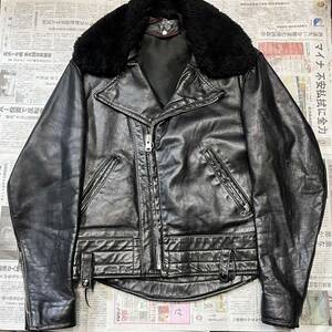 60s ライダースジャケット 36〜38 ポリスマン CHP タロンジッパー ボア 50s 70s ヴィンテージ ロカビリー バイカー ハーレー SCHOTT VANSON