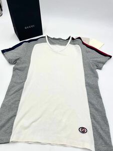 ★値下げ★【美品】★GUCCI ★グッチ Tシャツ 半袖 ロゴ シェリーライン 白 カットソー　イタリア製