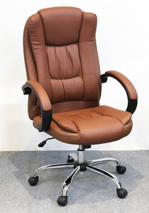 デスクチェア 合成皮革張り肘掛け付きオフィスチェアー ブラウン色（茶色） 回転椅子 jc-300br-ds