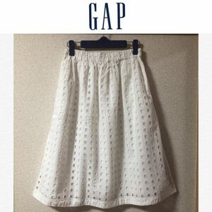 １回着新品同様☆GAP フレアスカート ミディスカート XS ギャップ 白ホワイト
