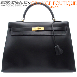 101723614 エルメス HERMES ケリー35 外縫い □E刻印 ブラック ゴールド金具 ボックスカーフ ハンドバッグ レディース