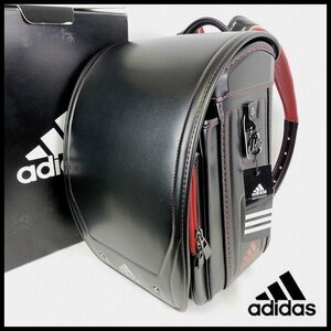 新品 即決 定価74,800円 アディダス adidas ランドセル 男の子用 黒x赤 E-QUB＆ミラクルロック クラリーノエフ(人工皮革) 日本製 【B2769】