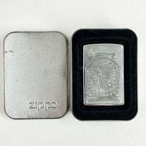 【ZIPPO】ジッポー インディアン 1997年製造 オイルライター 箱付き 喫煙具 メタル貼り 中古 現状品 マニア品 コレクション USA