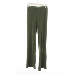 パーバーズ PERVERZE cotton rib line pants ニットパンツ ウエストゴム リブ フレア F 緑 グリーン ■GY30 /MQ レディース