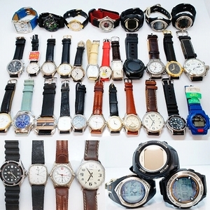 A60●美品含む 30点セット メンズ腕時計 革 レザーベルト WENGER/ALBA/TIMEX/CASIO/CITIZEN/ORIENT 他 大量まとめ クォーツ