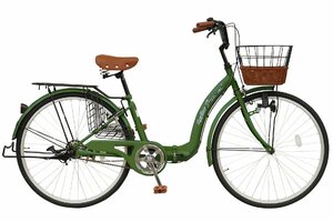 折りたたみ自転車 26インチ パスピエ TS-26 カーキ 【本州・四国 送料無料！】サイクル おしゃれ 荷台付き 鍵付き 両立スタンド