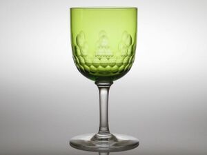 オールド バカラ グラス ● リシュリュー ワイン グラス グリーン 緑 被せ 13cm アンティーク クリスタル Richeliu