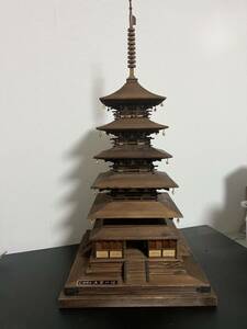 イマイ　1/50 法隆寺　五重の塔　模型　木製うずく作り　完成品。