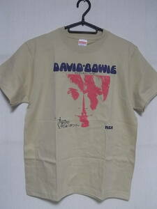 即決★新品ロックＴシャツ★DAVID BOWIE★うわさのデビッド・ボウイー★ベージュボディ×ピンクプリント/パープル文字★S/M/L/XLサイズ対応