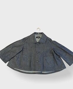 tricot COMME des GARCONS デニム　丸襟ハーフコート　ジャケット　トリココムデギャルソン　現在ｔａｏ