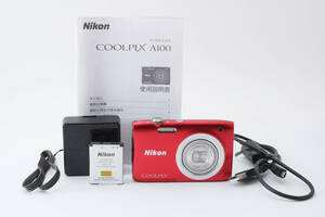 ★外観良好★ Nikon COOLPIX A100 レッド　コンパクトデジタルカメラ ニコン クールピックス #0413