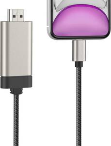 [2023年正規認証品]電源/設定不要 iPhone HDMI変換ケーブル 金属制 2m iPhone HDMI lightning HDMI 変換ケーブル 日本語説明書 設定不要