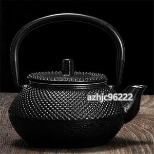 高級感満載 茶壺 手作り 煮茶壷 鉄壺 急須 常滑焼 茶壷 茶器 茶道具 砂鉄 提梁壷 鉄 やかんを沸かす お茶の道具 容量：0.3L