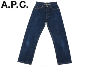 J-3714★美品★APC STNDARD アーペーセー★濃紺インディゴ染め デニム 赤耳セルビッチ ストレート ジーンズ 27