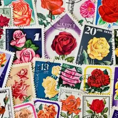 307. 海外　外国　美しいバラの花の切手　消印有　50種セット　アンティーク