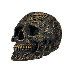 ケルトの彫刻入りの頭蓋骨　インテリア置物洋風オブジェ西洋彫刻装飾小物ホームデコアクセント西洋風デコレーション雑貨スカル骸骨グッズ